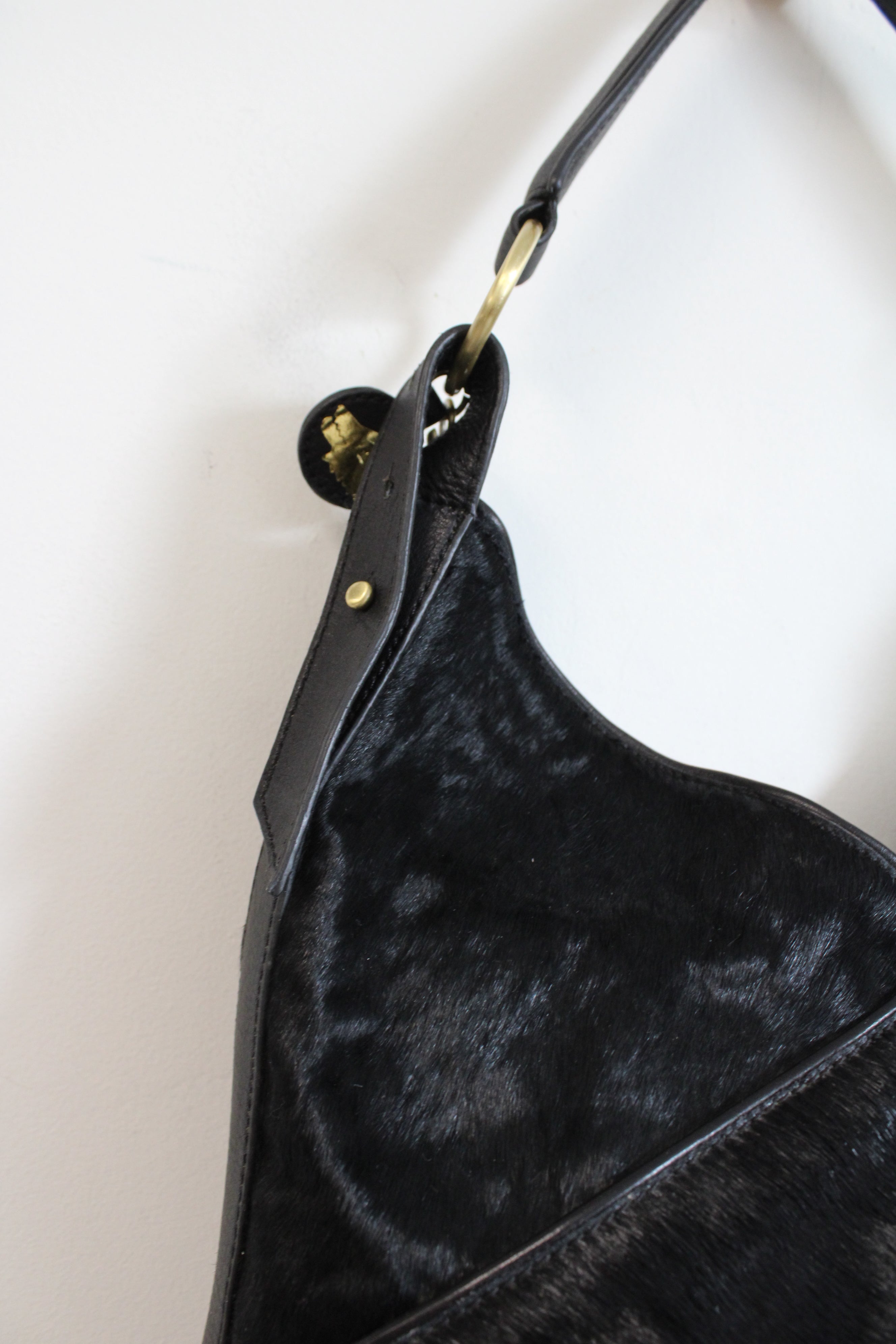 Loulou De La Falaise Black Calf Hair Leather Purse