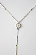 Pearl Silver Y Drop Long Necklace