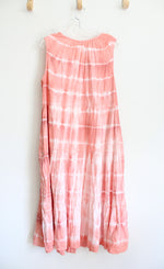 Old Navy Peach & White Tie-Dyed Tiered Maxi Dress | XL