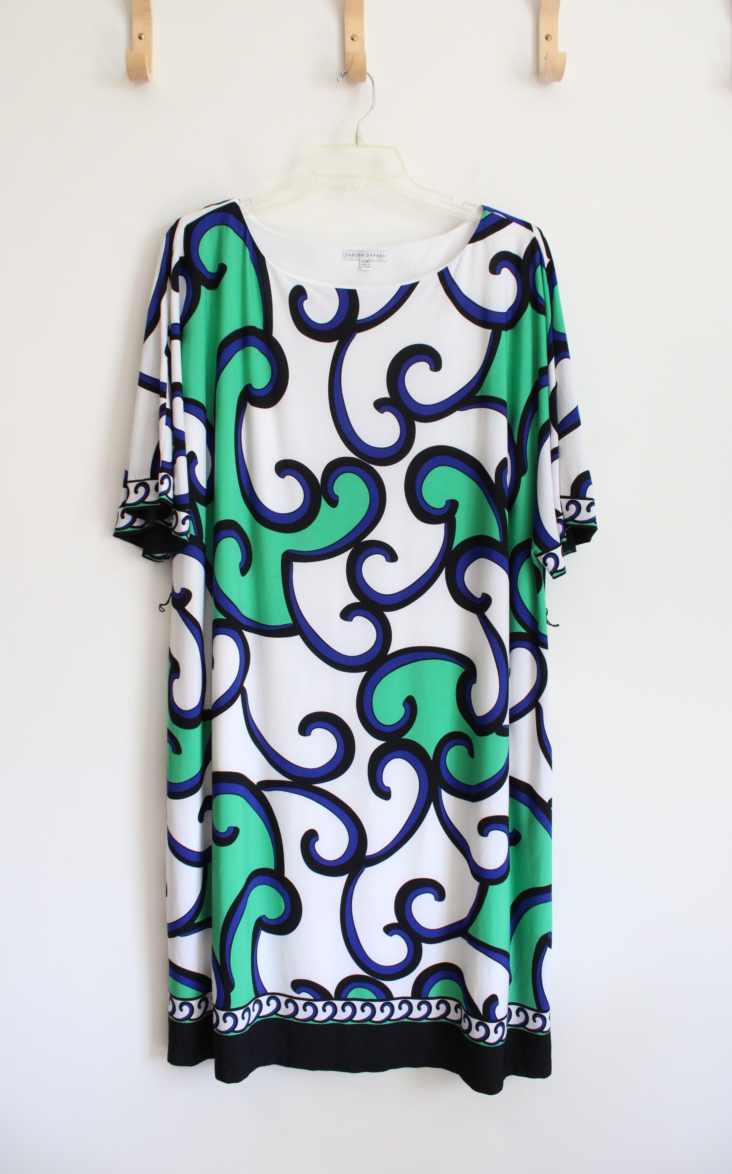 Sandra Darren Green Blue & Black Patterned Maxi Dress | 22W