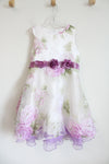 Sunny Fashion White Purple Floral Dress | 10