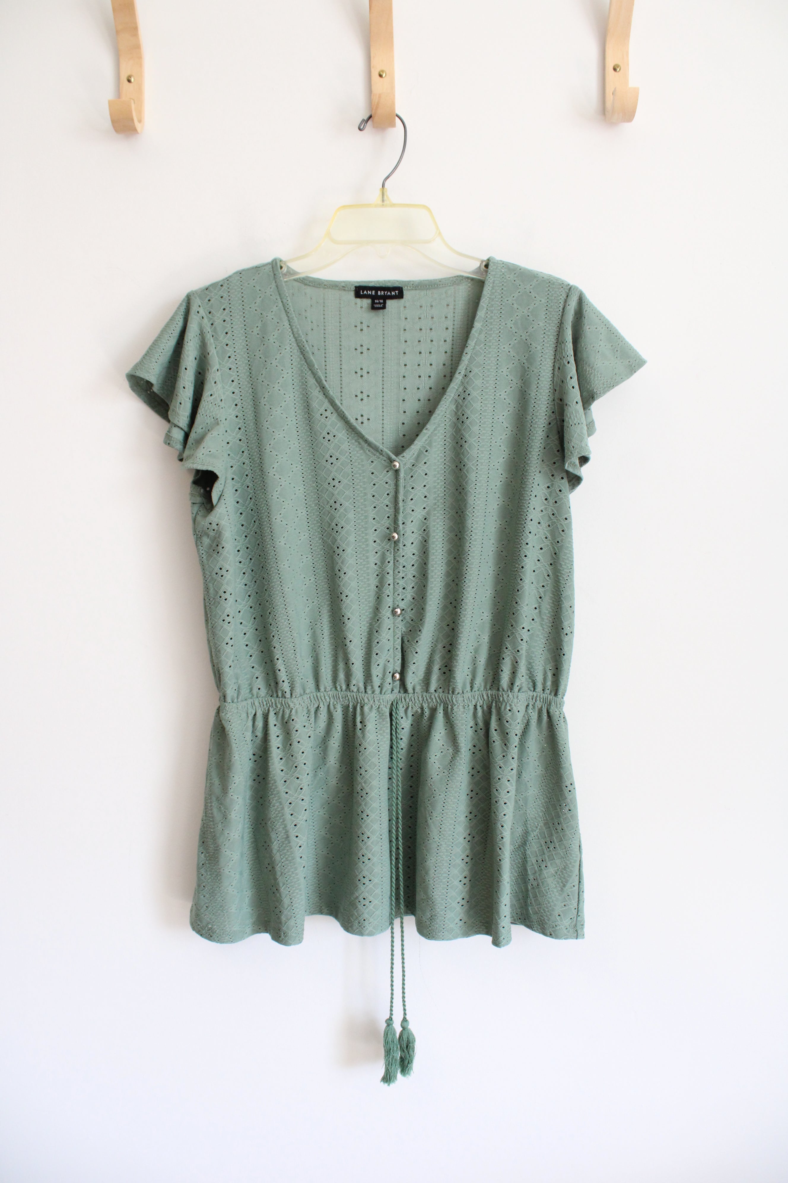 Lane Bryant Sage Green Eyelet Top | 14/16