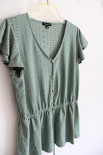 Lane Bryant Sage Green Eyelet Top | 14/16