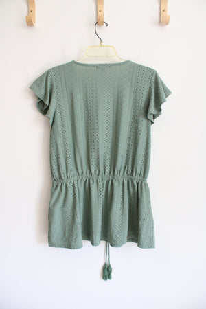 Lane Bryant Sage Green Eyelet Top | 14/16