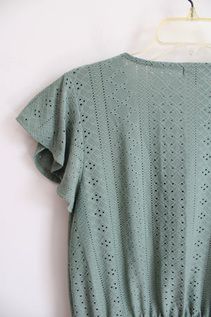 Lane Bryant Sage Green Eyelet Top | 14/16