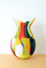 Hand Blown Multi-Colored Tall Bubble Vase