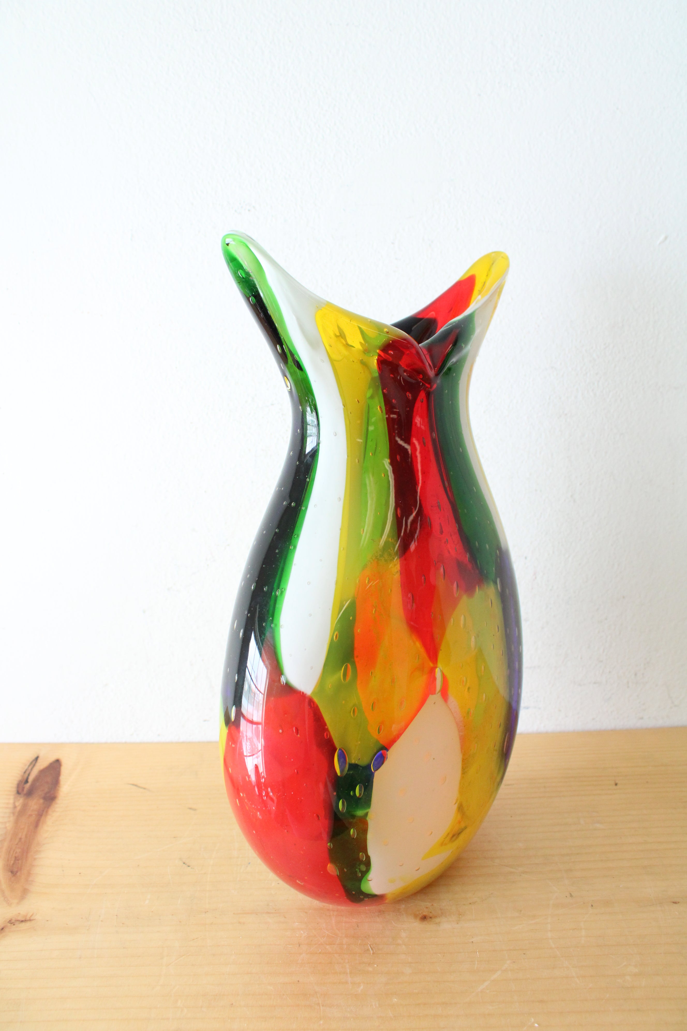 Hand Blown Multi-Colored Tall Bubble Vase