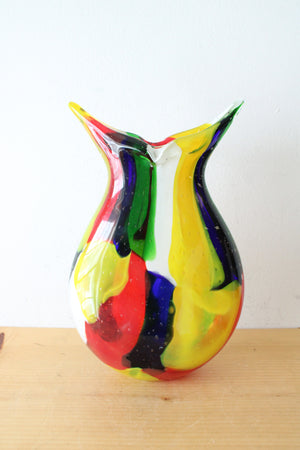 Hand Blown Multi-Colored Tall Bubble Vase