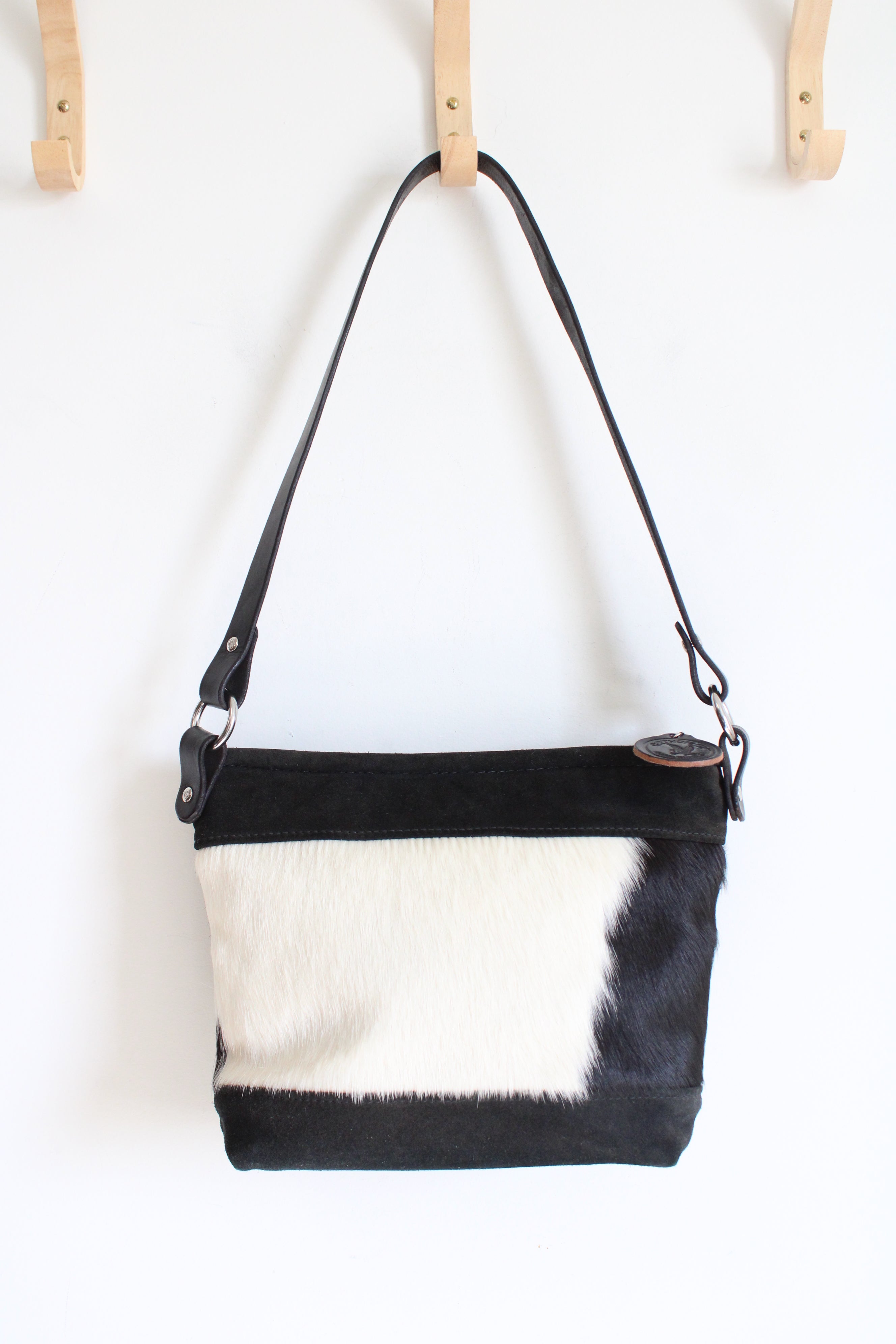 Ortho Flex Saddleworks Black & White Cowhide Leather Bag