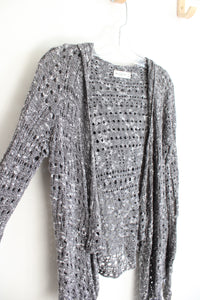 Abercrombie & Fitch Gray Crocheted Hoodie Cardigan | S