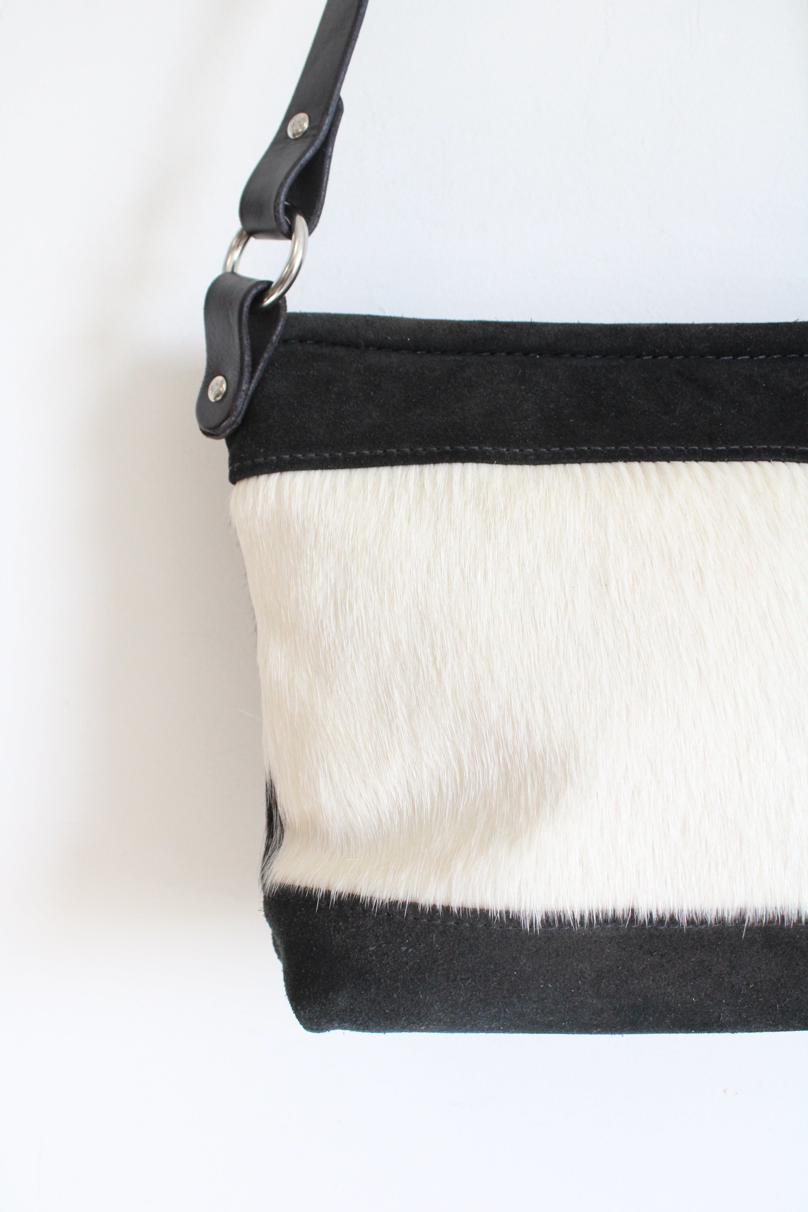 Ortho Flex Saddleworks Black & White Cowhide Leather Bag