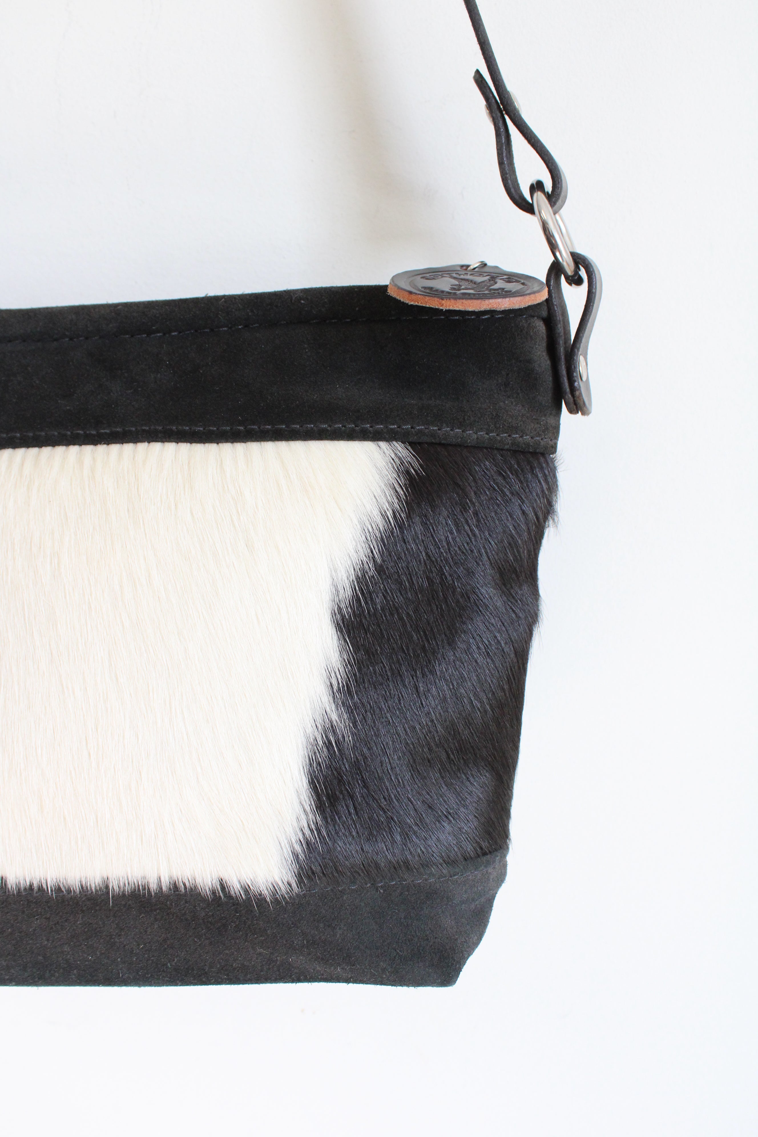 Ortho Flex Saddleworks Black & White Cowhide Leather Bag