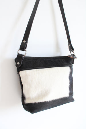 Ortho Flex Saddleworks Black & White Cowhide Leather Bag