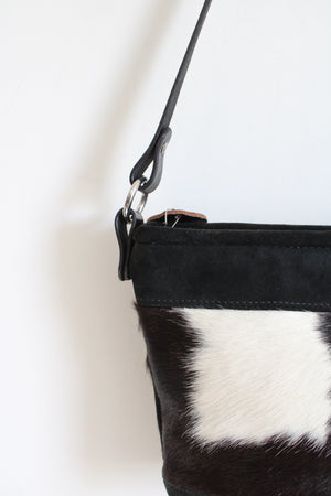 Ortho Flex Saddleworks Black & White Cowhide Leather Bag