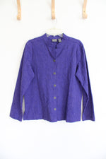 Additions By Chico's Textured Purple Floral Lightweight Jacket | 2 (L)