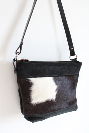 Ortho Flex Saddleworks Black & White Cowhide Leather Bag