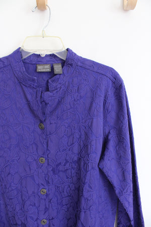 Additions By Chico's Textured Purple Floral Lightweight Jacket | 2 (L)