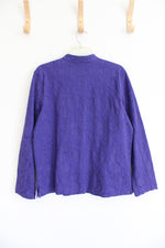 Additions By Chico's Textured Purple Floral Lightweight Jacket | 2 (L)