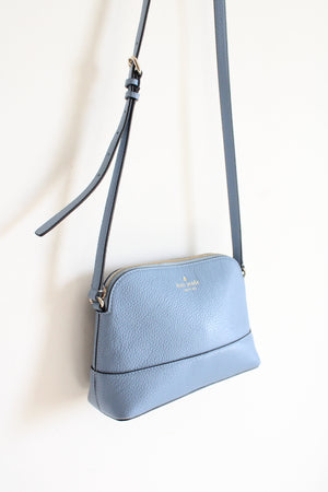 Kate Spade Hanna Blue Pebbled Leather Crossbody Bag