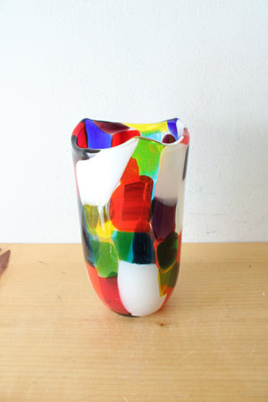 Hand Blown Multi-Colored Glass Vase