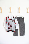 NEW Disney Junior 3-Piece Mickey Gray Argyle Vest & Gray Corduroy Pants Set | 3T
