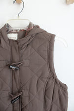 Sonoma Flannel Lined Brown Quilted Hooded Vest | M