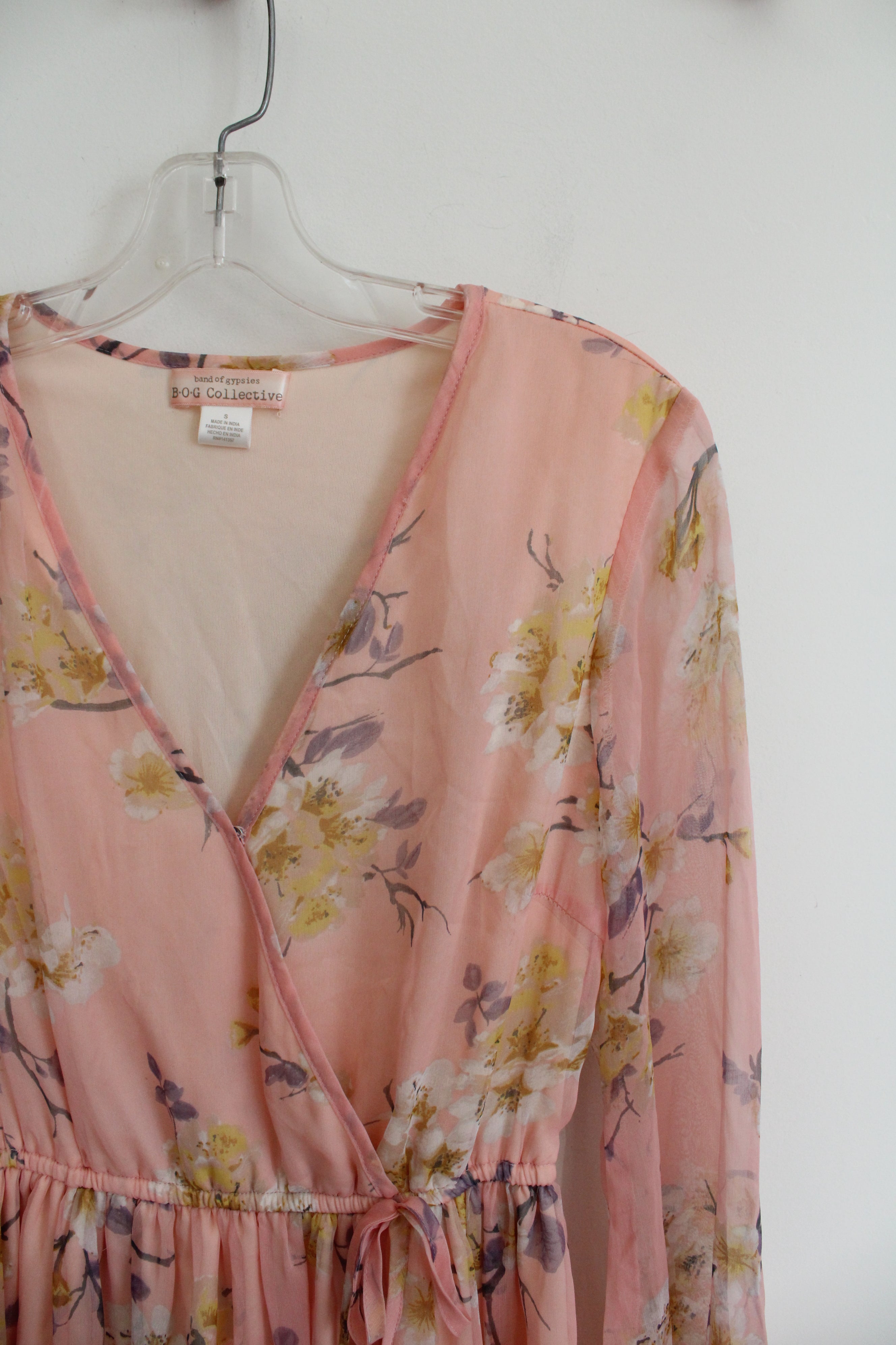 B.O.G. Collective Pink Yellow Floral Long Sleeved Dress | S