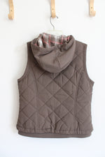 Sonoma Flannel Lined Brown Quilted Hooded Vest | M