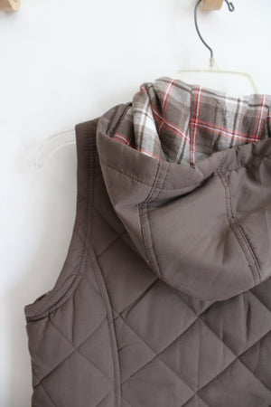 Sonoma Flannel Lined Brown Quilted Hooded Vest | M