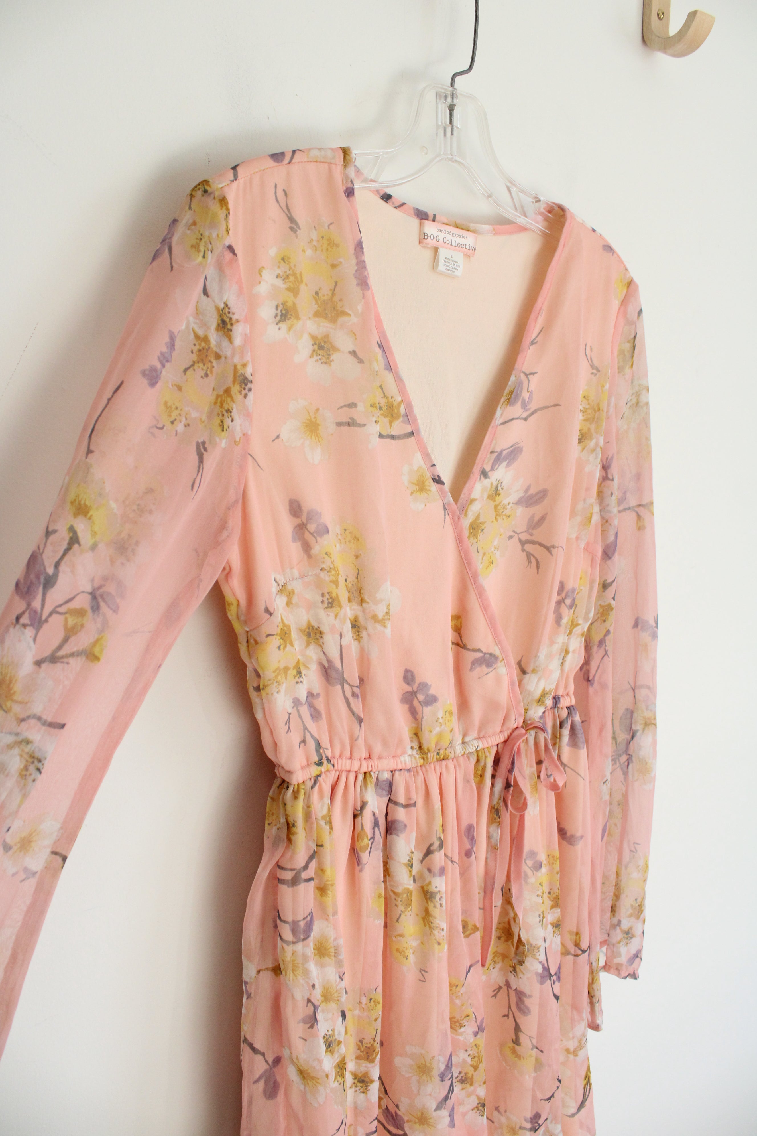 B.O.G. Collective Pink Yellow Floral Long Sleeved Dress | S