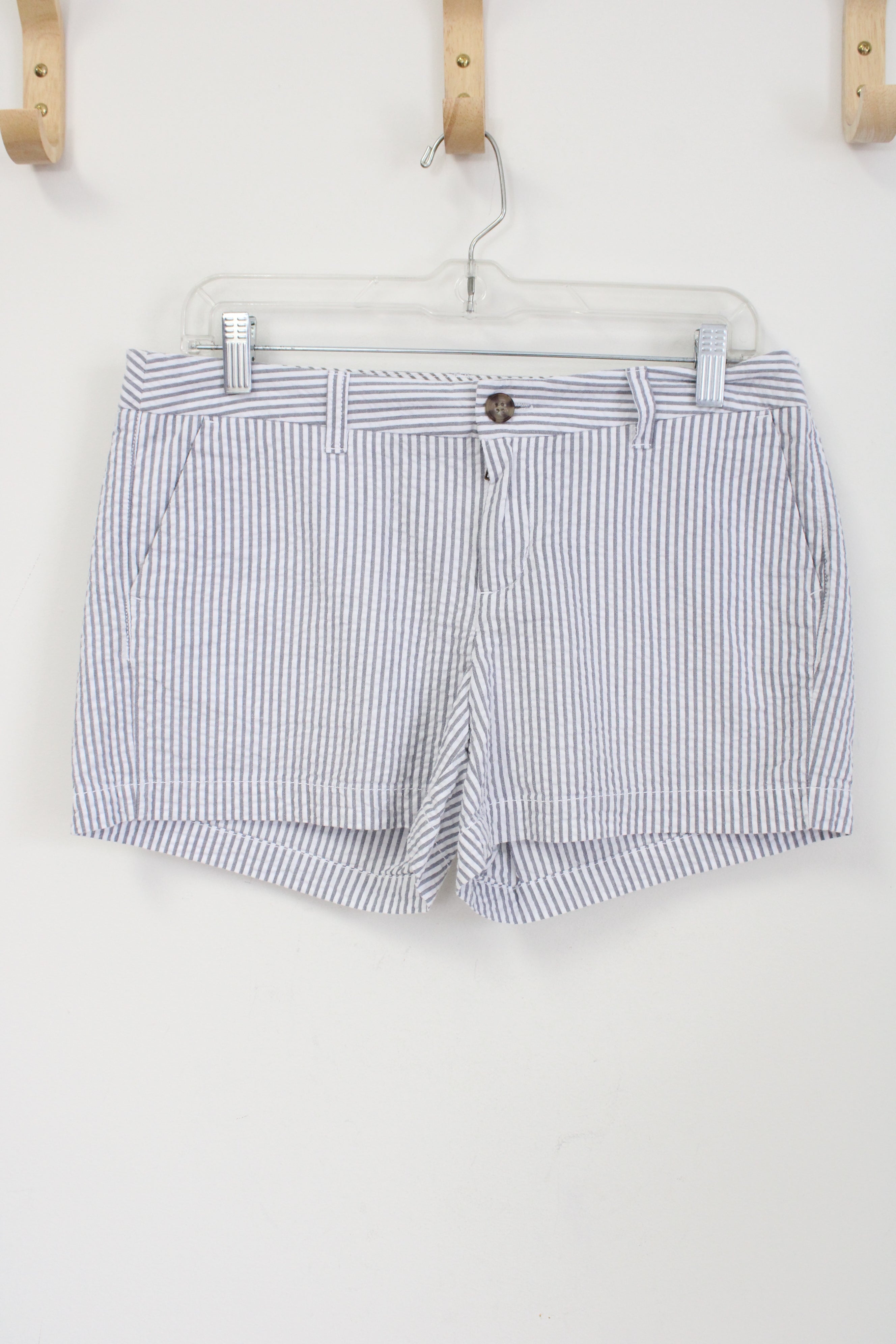 Merona Gray White Striped Cotton Shorts | 6