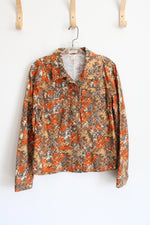 Christopher & Banks Orange & Brown Floral Patterned Jacket | M