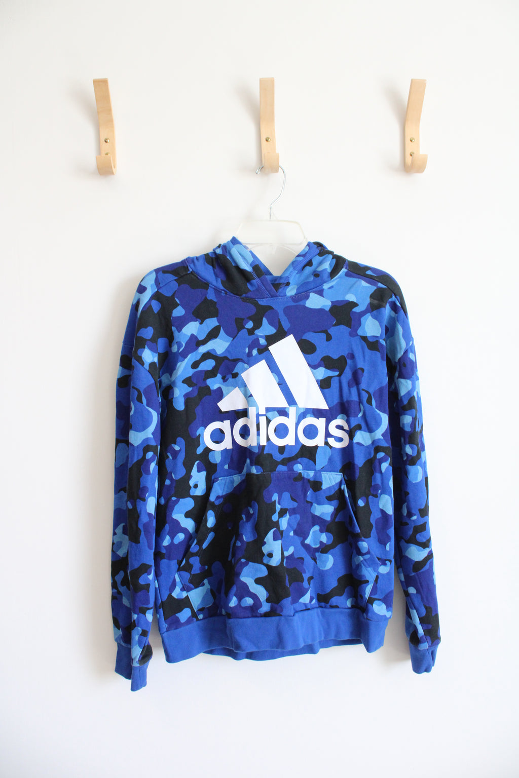 Adidas Blue Camo Hoodie | Youth XL (18/20)