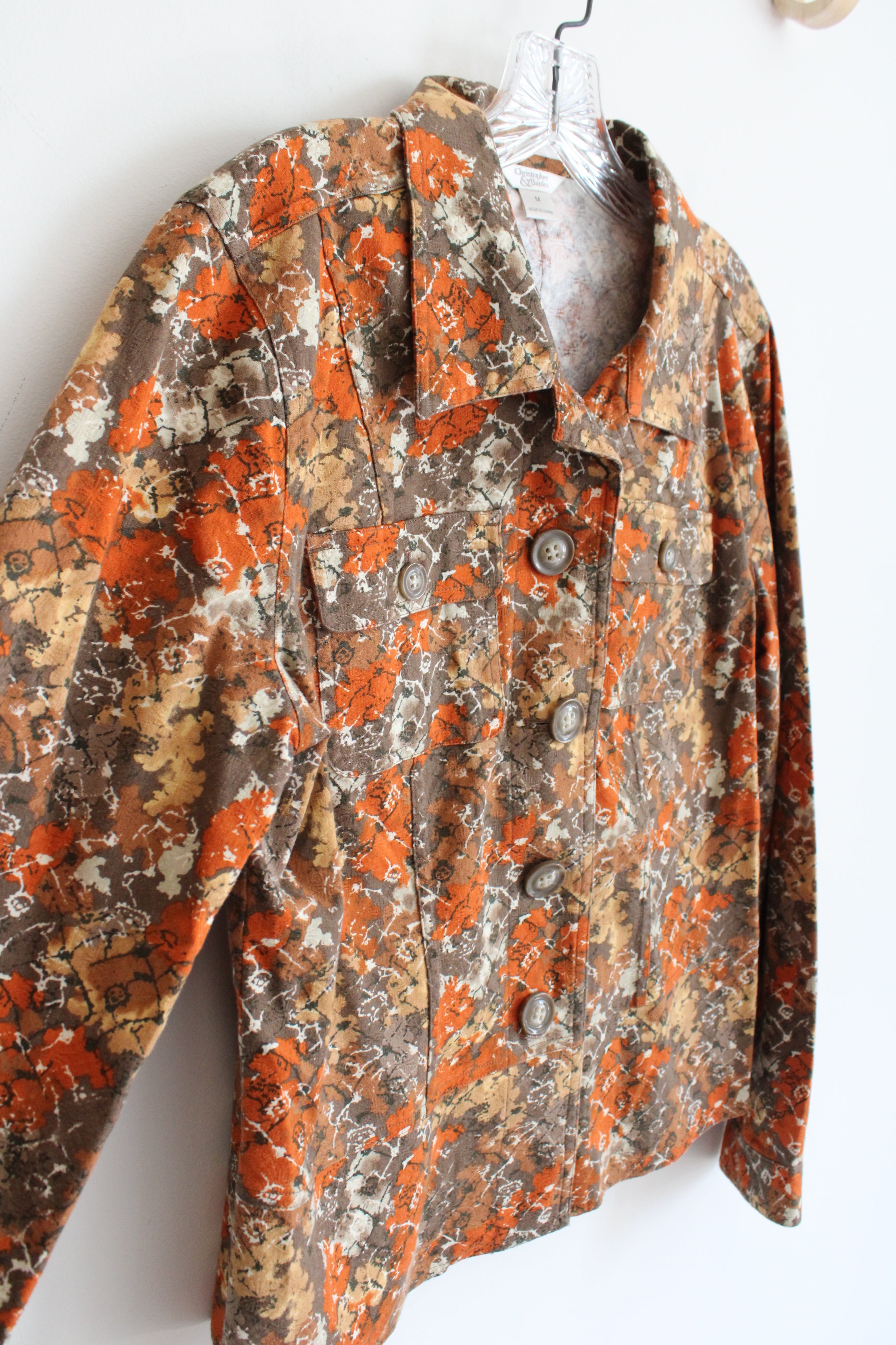 Christopher & Banks Orange & Brown Floral Patterned Jacket | M