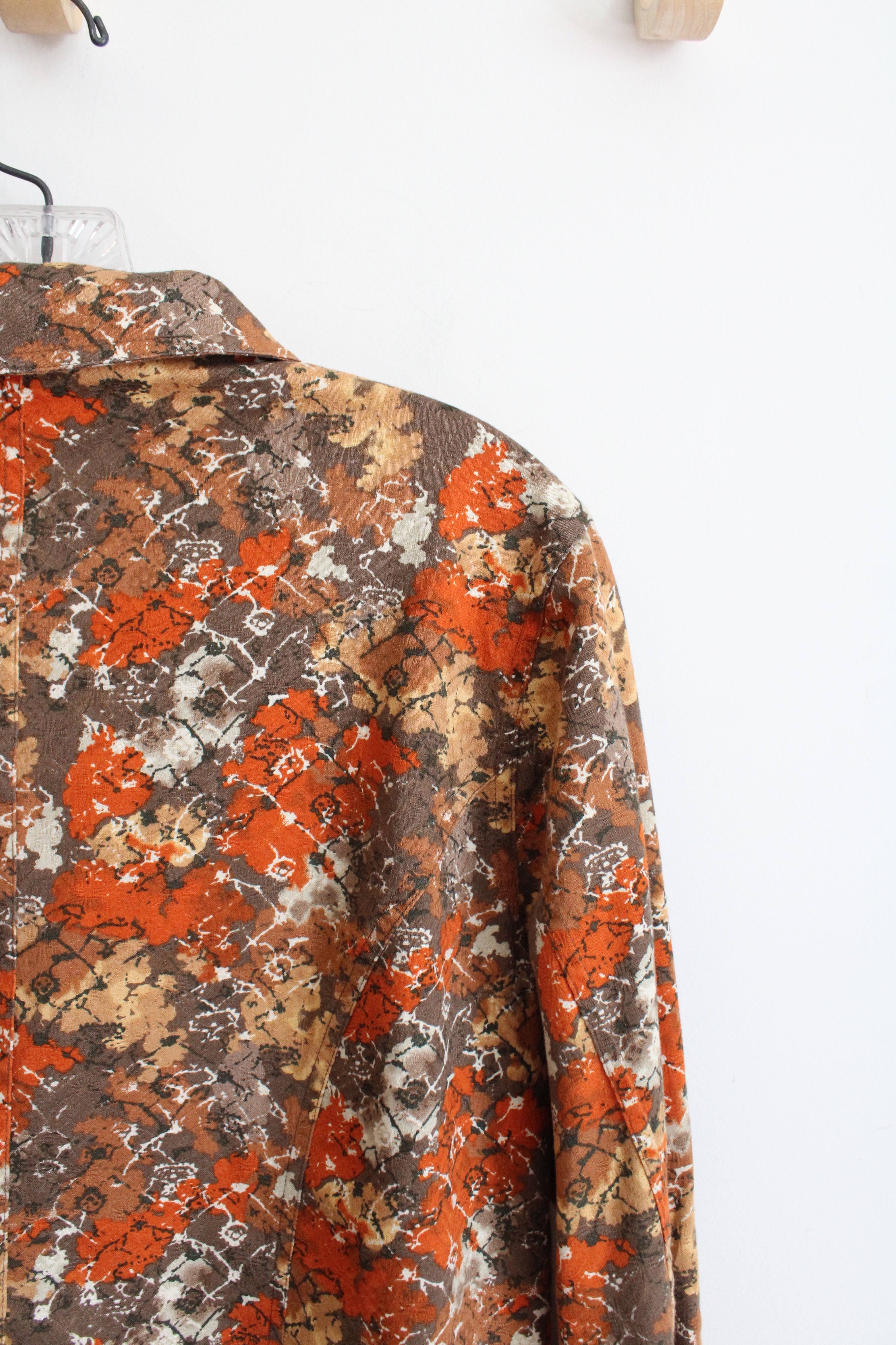 Christopher & Banks Orange & Brown Floral Patterned Jacket | M