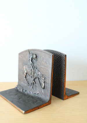 End Of The Trail Native American Bronze Bookends