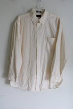 Bill Blass Pale Yellow Cotton Blend Button Down Shirt | 17 1/2