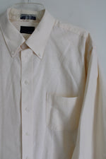 Bill Blass Pale Yellow Cotton Blend Button Down Shirt | 17 1/2