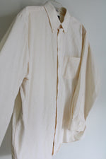 Bill Blass Pale Yellow Cotton Blend Button Down Shirt | 17 1/2