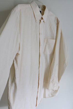 Bill Blass Pale Yellow Cotton Blend Button Down Shirt | 17 1/2