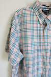 Lands' End Traditional Fit Blue & Orange Plaid Button Down Shirt | XXL