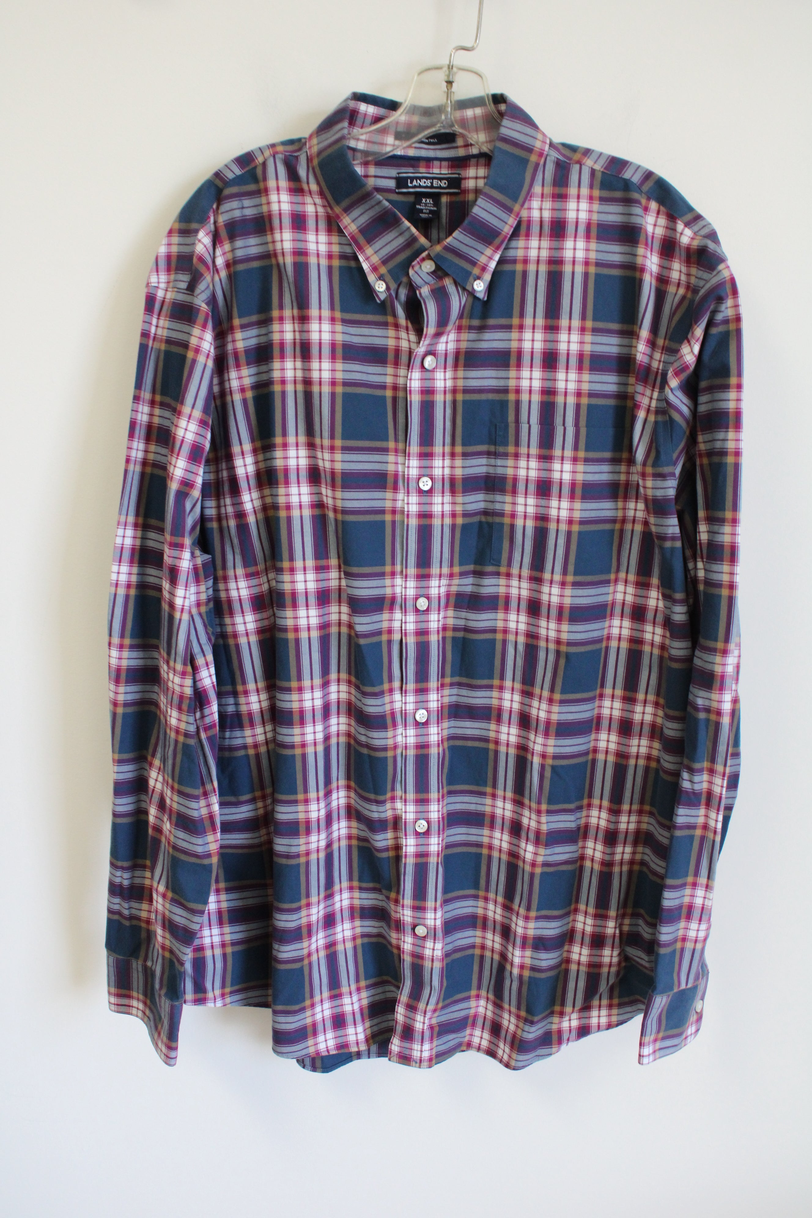 Lands' End Traditional Fit Multi Colored Plaid Long Sleeved Button Down Shirt | XXL