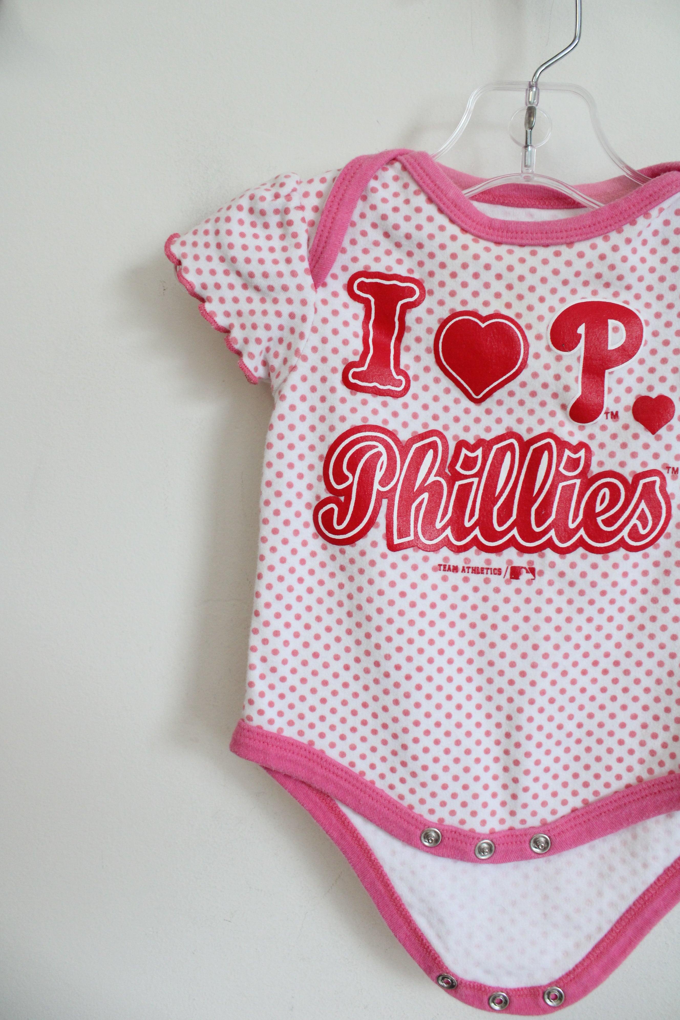 Team Athletics MLB I Heart Phillies Pink Onesie | 0/3 MO