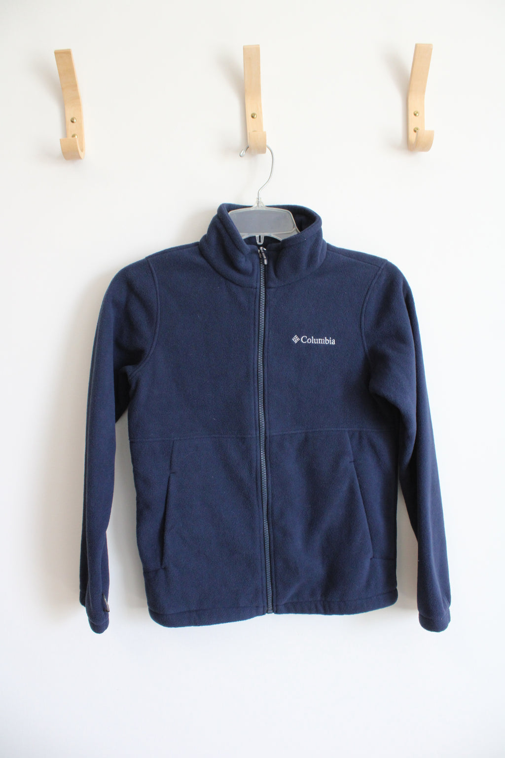 Columbia Navy Fleece Full Zip Jacket | Youth M