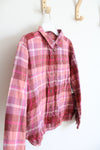 NEW Old Navy Pink & Peach Plaid Button Down Shirt | Youth XL (14/16)