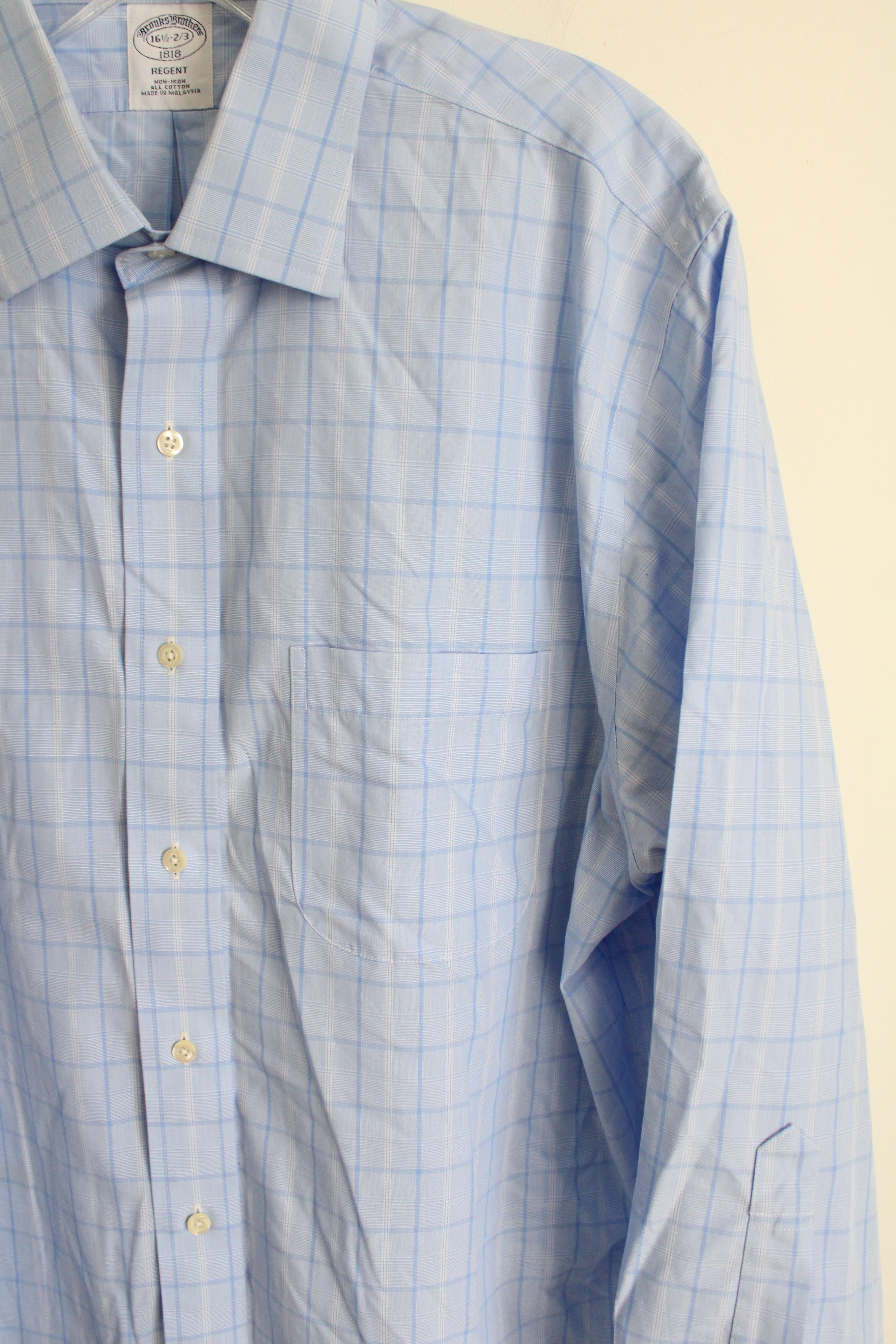 Brooks Brothers Regent Fit Light Blue Plaid Button Down Shirt | 16.5 (XL)
