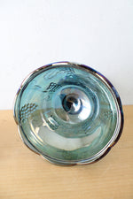 Vintage Indiana Glass Harvest Grape Blue Iridescent Carnival Glass Compote Dish