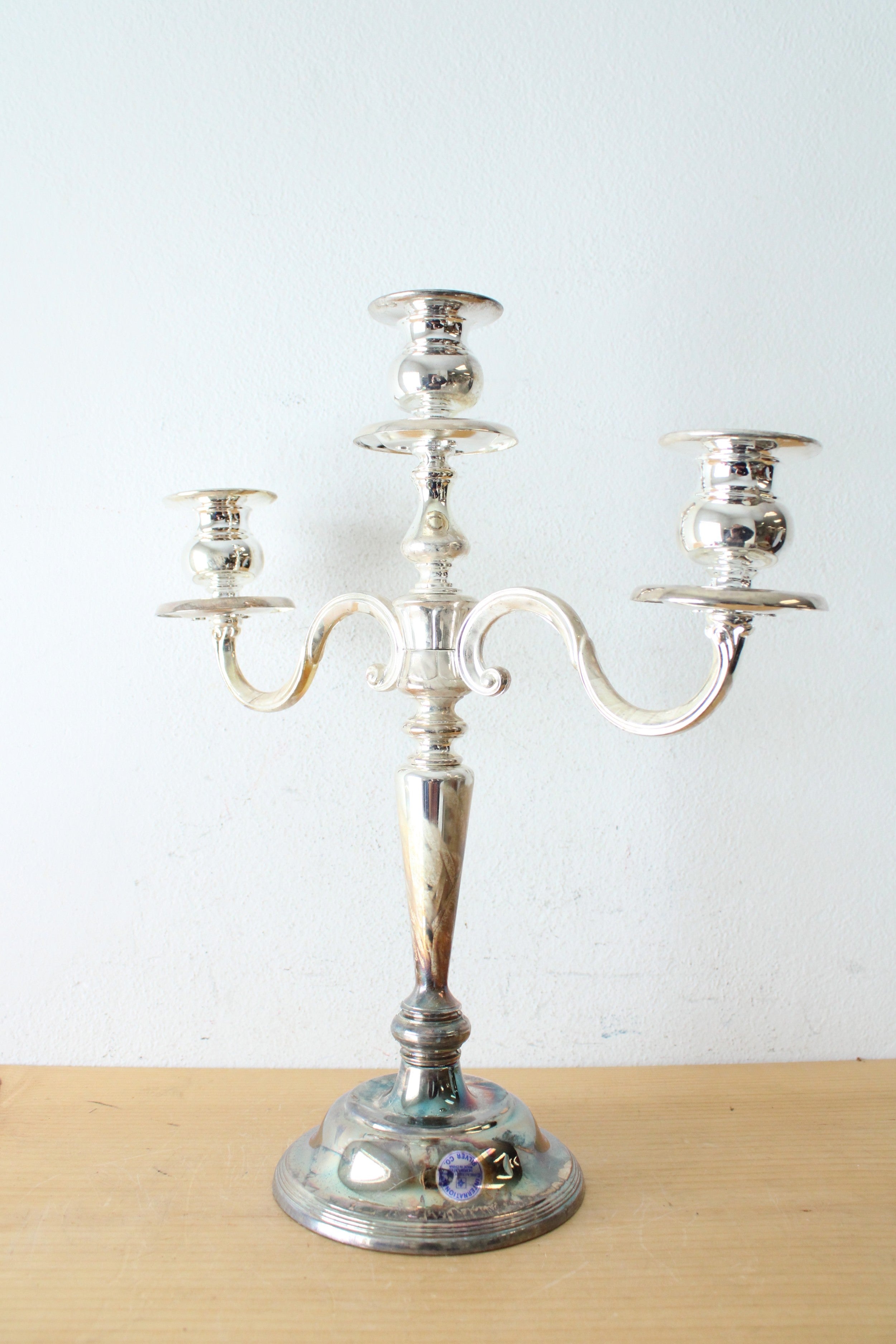 Silver Plated Three Arm Candelabra