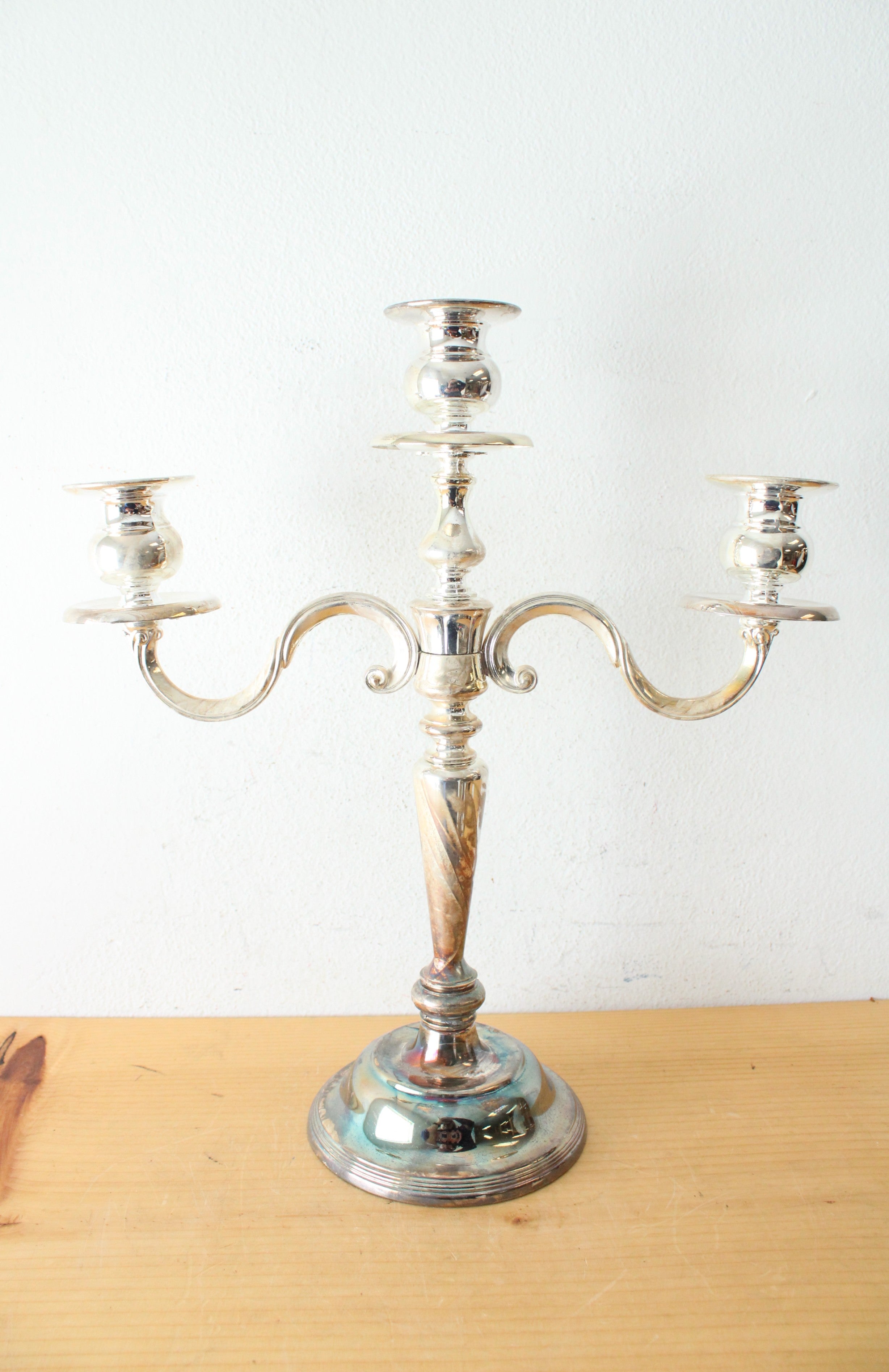 Silver Plated Three Arm Candelabra