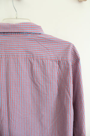 Croft & Barrow Classic Fit Red White & Blue Plaid Button Down Shirt | 32/33 (17.5)